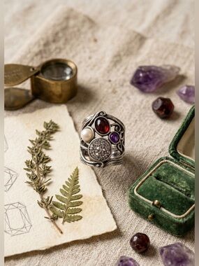 Artisan Israeli Sterling Silver Statement Ring ✨ DIDAE Modernist Design
